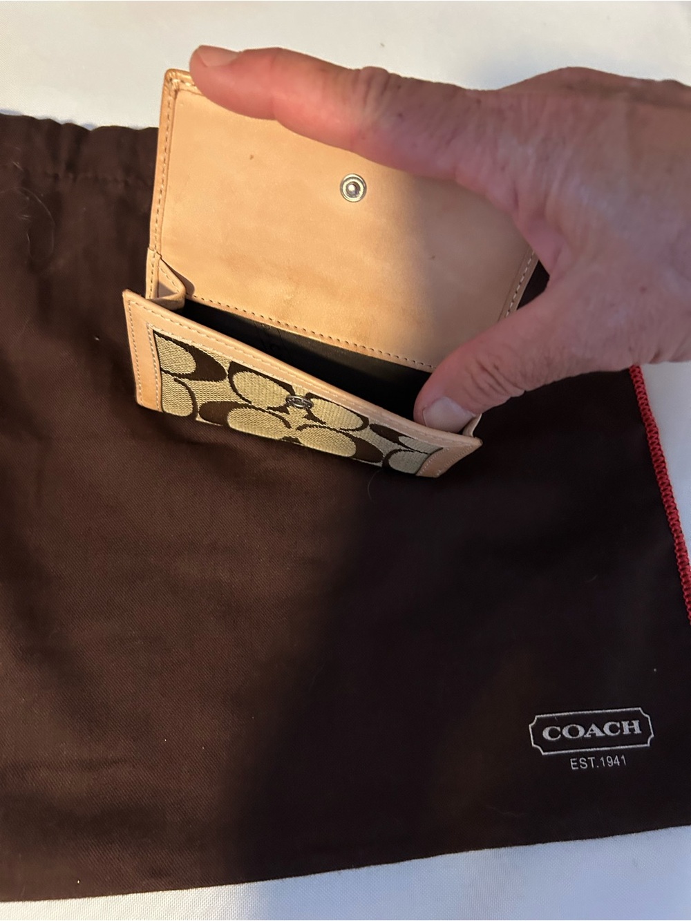 Vintage Coach Brown and Tan Signature Trifold Wallet - Picture 4 of 4